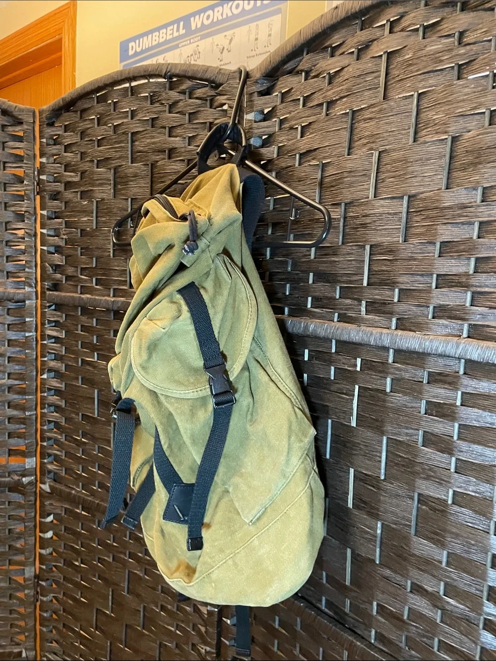 All-Son Military Style Mustard Yellow Canvas Backpack - Unisex